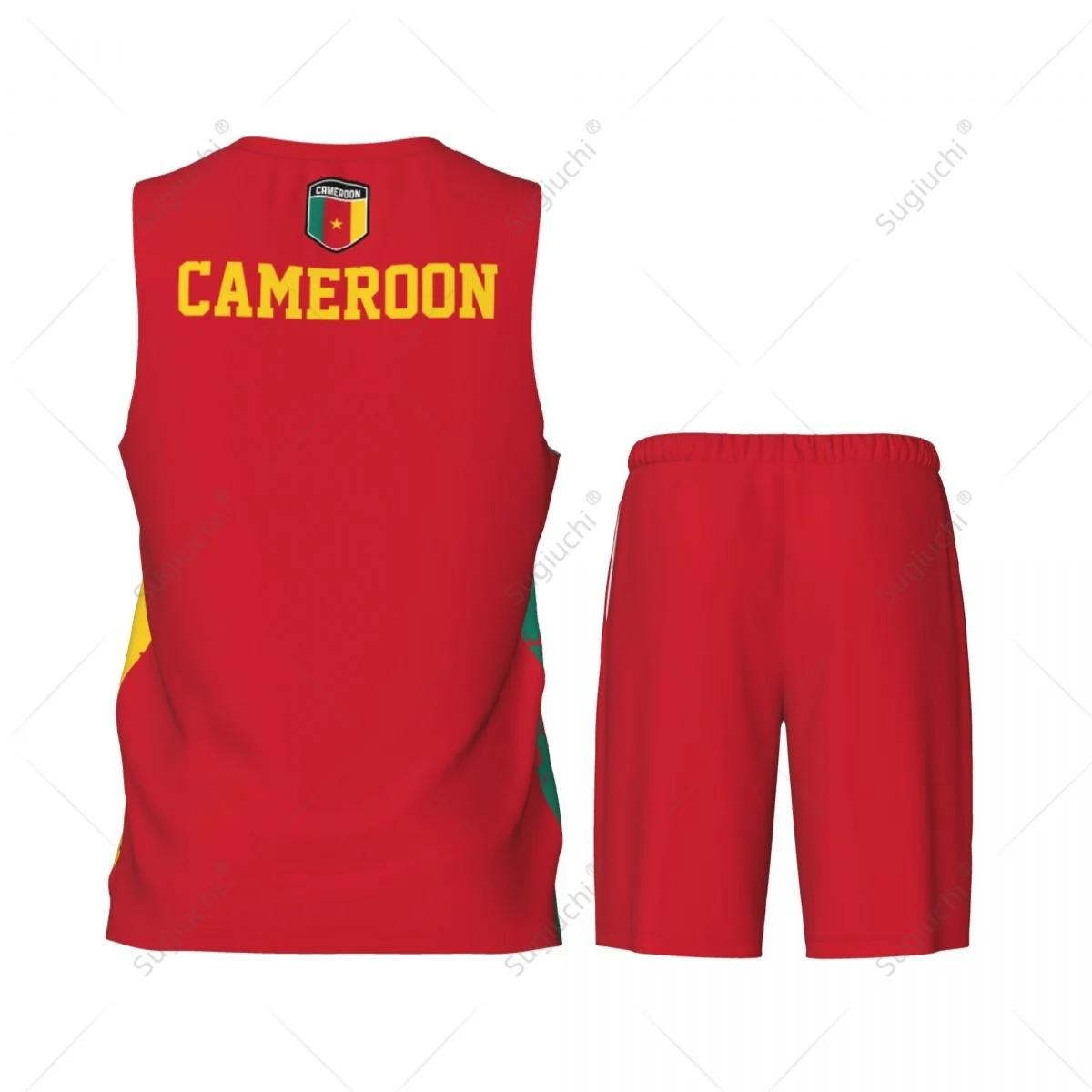 Team-up Cameroon Flag Grain Men Basketball Jersey Set Shirt & Pants Sleeveless Custom Name Nunber Exclusive