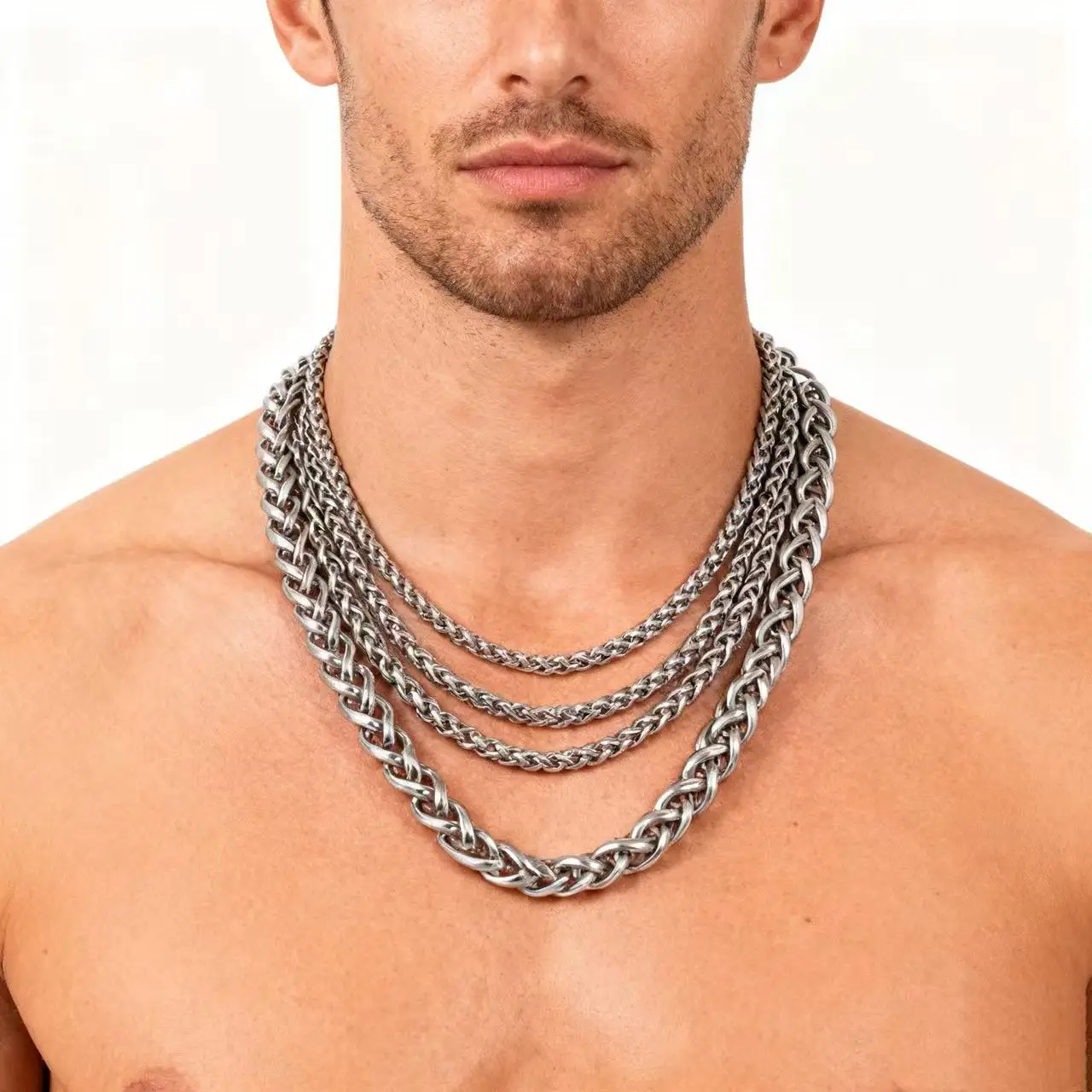 YQ Stainless Steel Twist Rope Chain Necklace For Men Women 3MM-8MM Pendant Accessories Wholesale