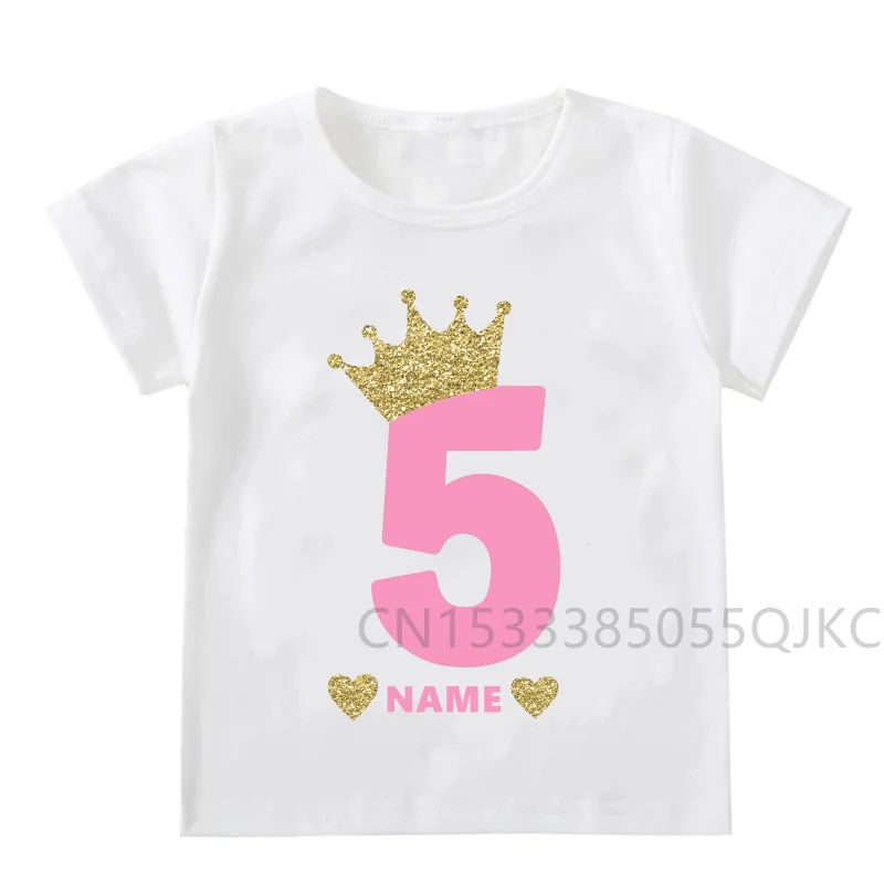 Baby Kids Crown Numbers T Shirts Custom Boys Girls Clothing Personalized Birthday Age Name Shirts Kids T-Shirts Baby Clothes