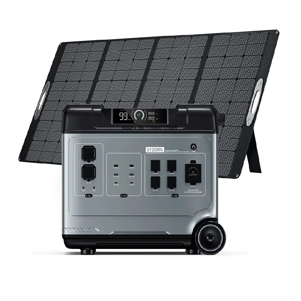 RV Home Backup Solar Charging Lifepo4 5120Wh 2200W Portable Power Station Lithium Battery Generator