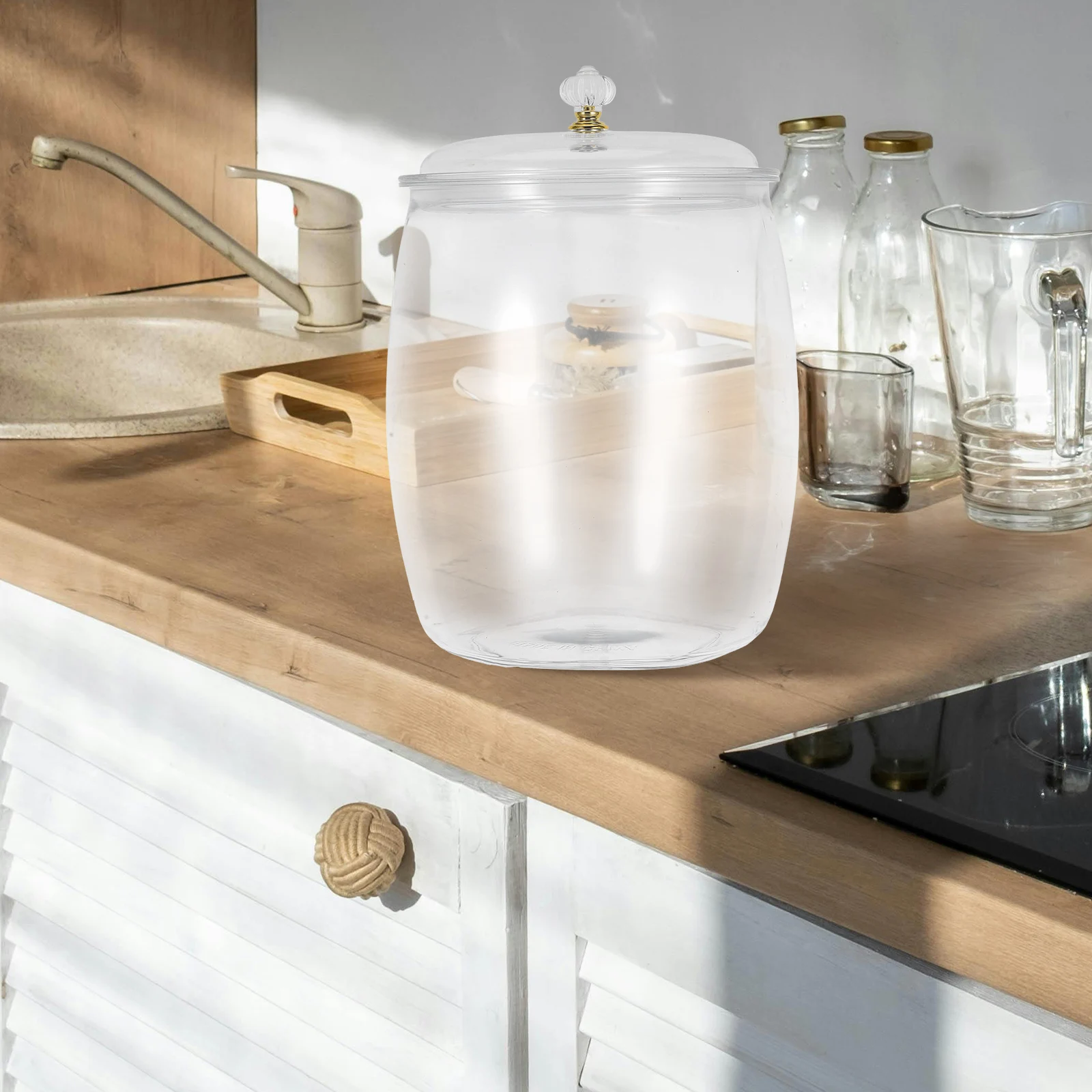 

Plastic Food Storage Canisters Airtight Lids Clear Jar Large Capacity Transparent Sealed Container Sugar Tea Coffee Kitchen