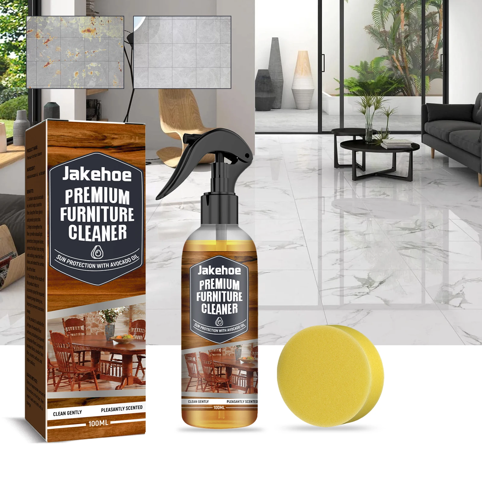 Marble Tile Wooden Floor Cleaner Strong Decontamination Brightening Polishing Spray Premium Hard Floor Refreshing Liquid Cleaner