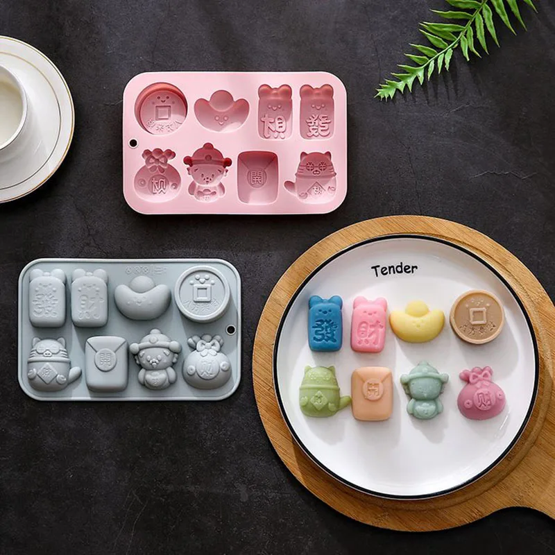 Chinese Best Wishes Theme Silicone Molds For Baking Non-stick Cake Cookie Chocolate Candy Children's Food Pudding Mold Pastry