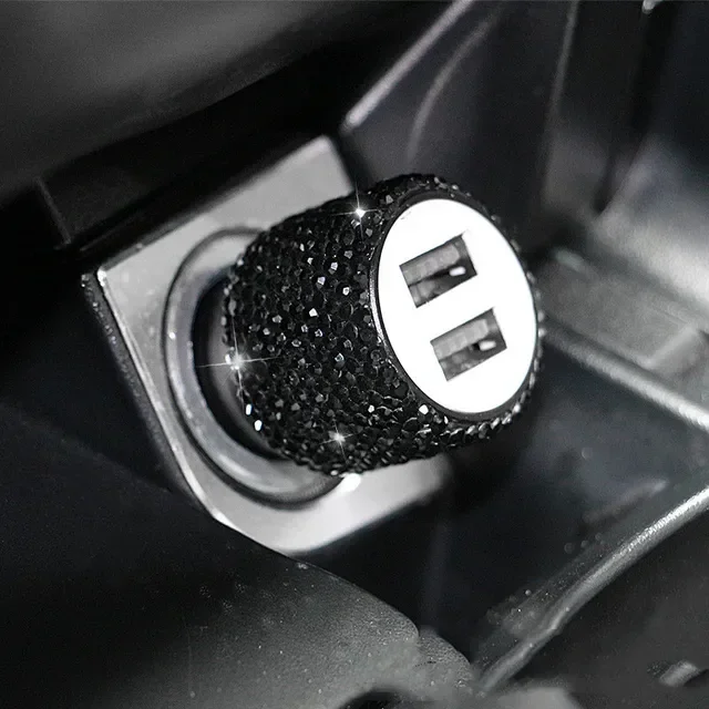 Nieuwe Bling USB Autolader 5V 2.1A Dual Port Snelle Adapter Roze Auto Decor Auto Styling Diamant Auto accessoires Interieur voor Vrouw