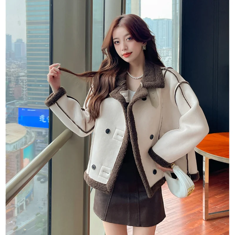 

Women's Fashion White Port Breeze Fur Integration Versatile Xiaoxiangfeng Lambhair Coat Temperament Comfortable Outerwear Winter