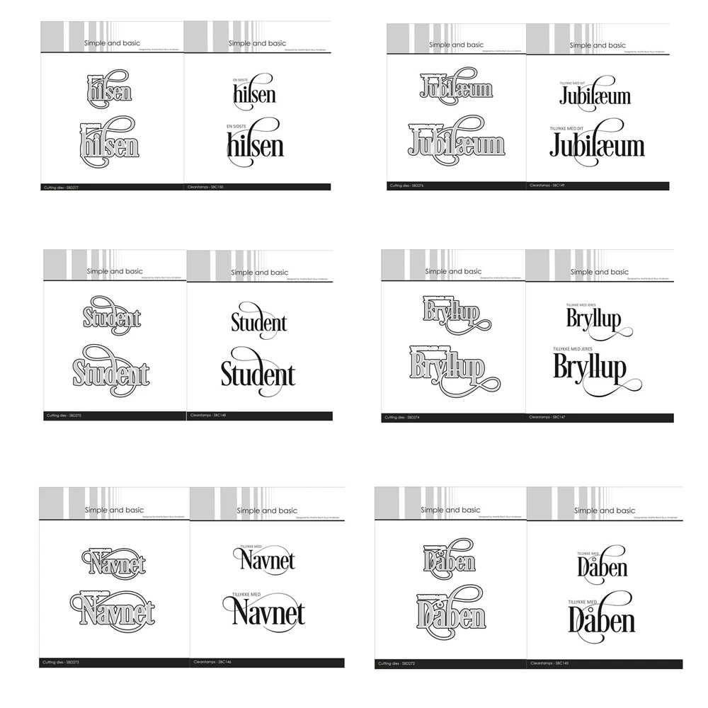 En Sidste Hilsen Tillykke Bryllup Words Metal Cutting Dies Clear Stamp for Scrapbooking Paper Making Frame Card Craft Supplies
