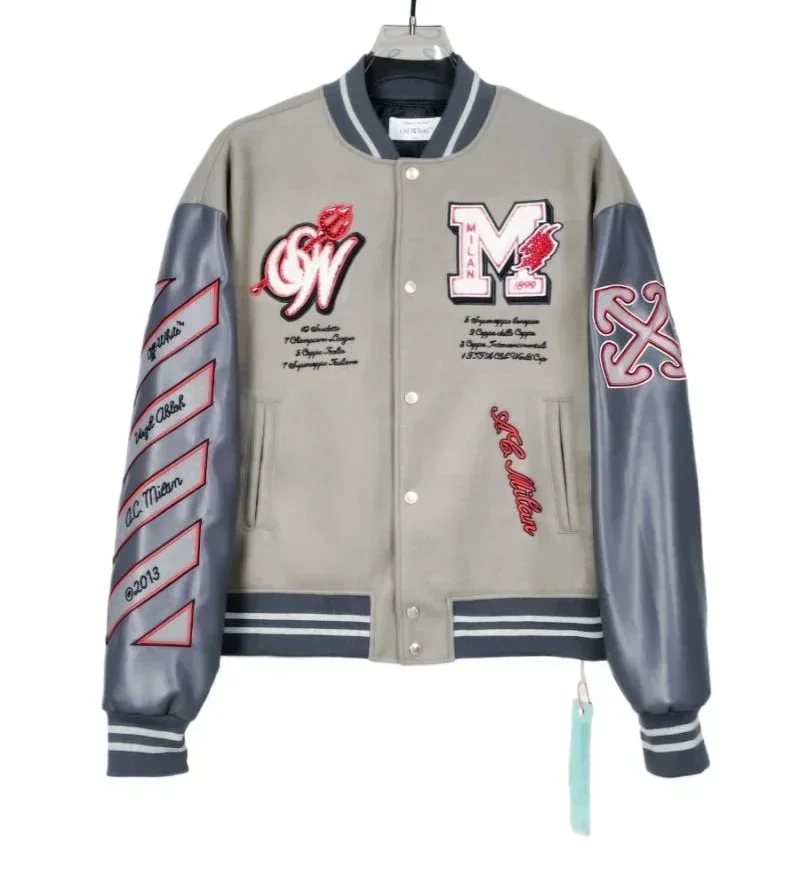 Vintage Varsity Baseball Jacket Men Embroidered Patchwork PU Leather Sleeves Spring Autumn Coat Men Bomber Jackets