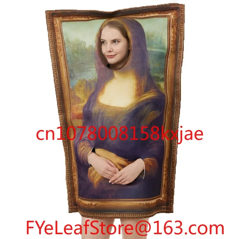 Halloween funny parent-child costumes, world-famous paintings cos Mona Lisa, Van Gogh Scream, calendar pictorial couple