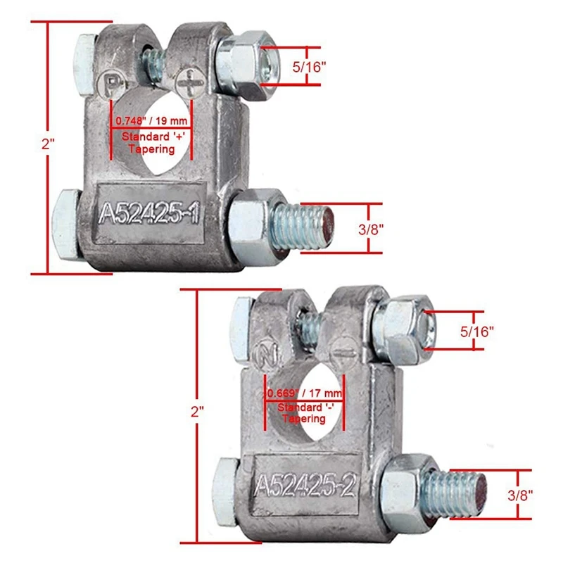 Battery Terminals(Heavy Duty) Battery Terminal Negative & Positive with Plastic Cover Made of Lead Alloy Kit