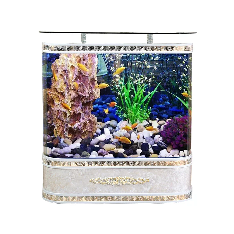 Intelligent thermostatic fish tank, aquarium, floor to ceiling glass, no water exchange, ecological large bottom filtration