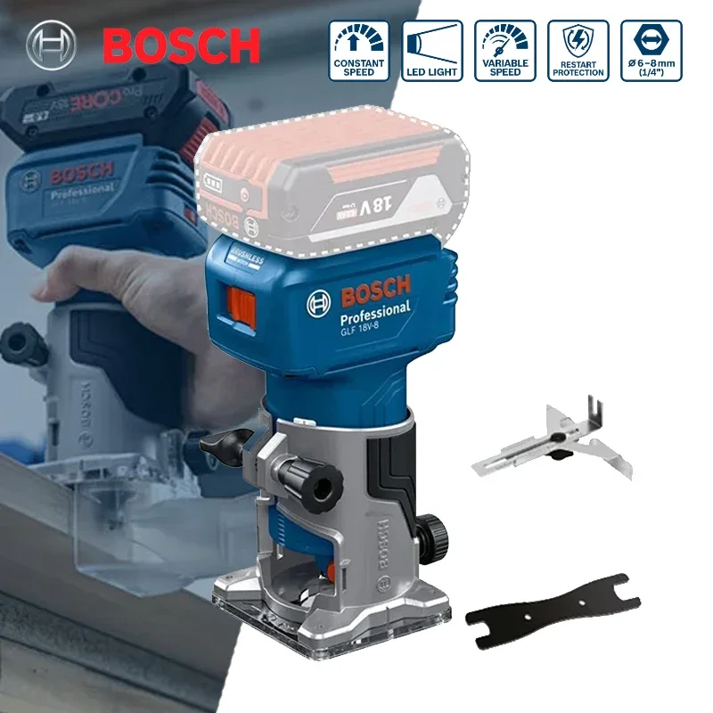 BOSCH GLF18V-8 전기 트리머, 목재 루터 목공 도구, 트리밍 홈 조각 밀링, 보쉬 GLF 18V-8 