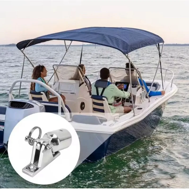 Boat Canopy Hardware 316 Stainless Steel Deck Hinge Eye End Cap 2 Pcs Sliding Hat Gable Seat High-Gloss Polished Finish