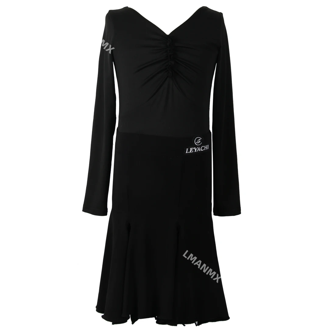 2025 Primavera/Novedad de verano vestido de baile latino vestido de práctica para niñas conjunto dividido de manga larga vestido de baile de gama alta