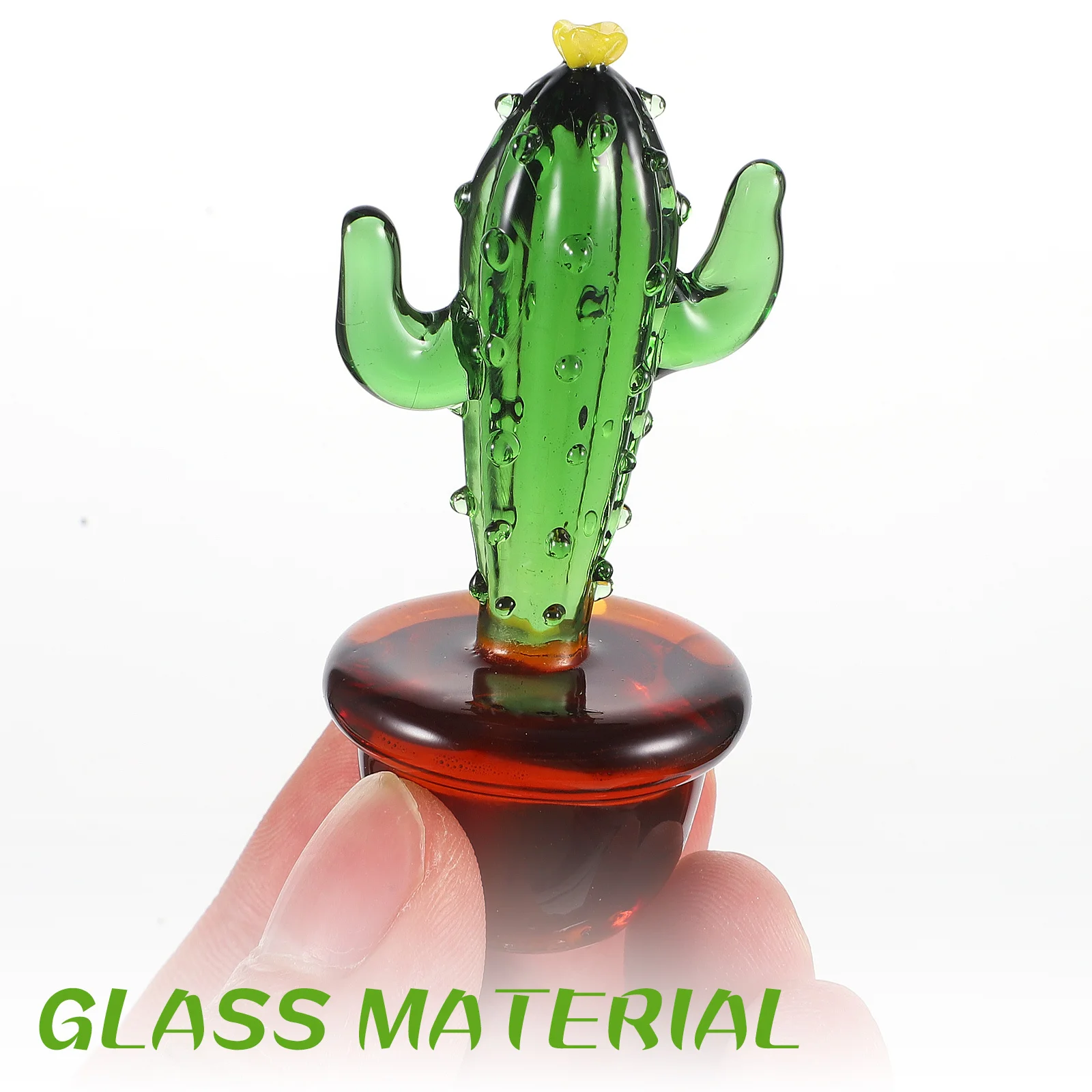 

Mini Glass Cactus Tabletop Ornament Chic Craft Cactus Home Decor Car Decoration Birthday Gift Tabletop Ornament