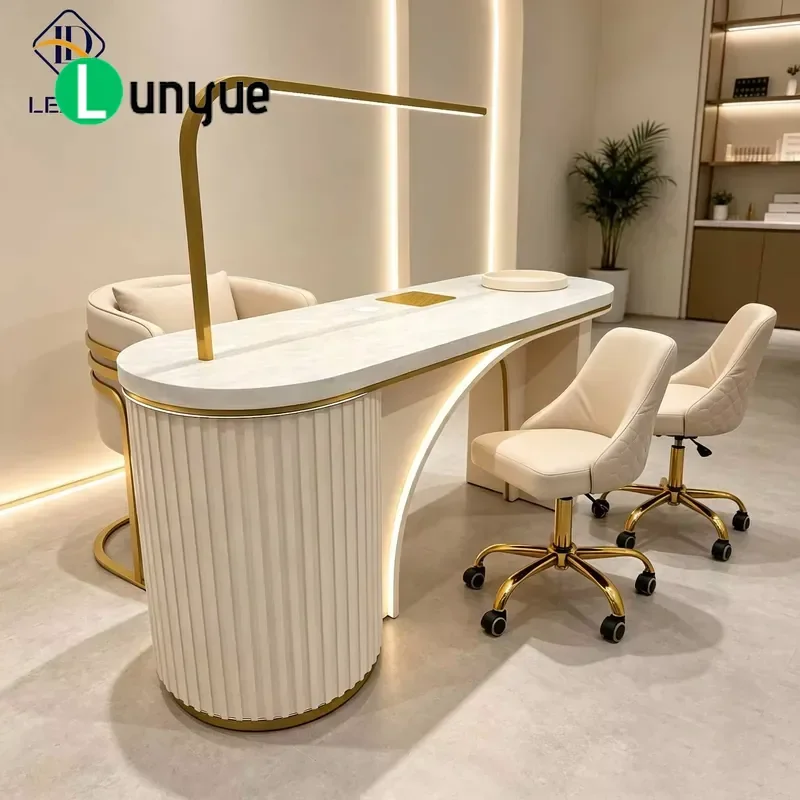 Modern Luxury Metal Nail Table with Built-in Vacuum Cleaner for Nail Manicure Station Professional Beauty Furniture