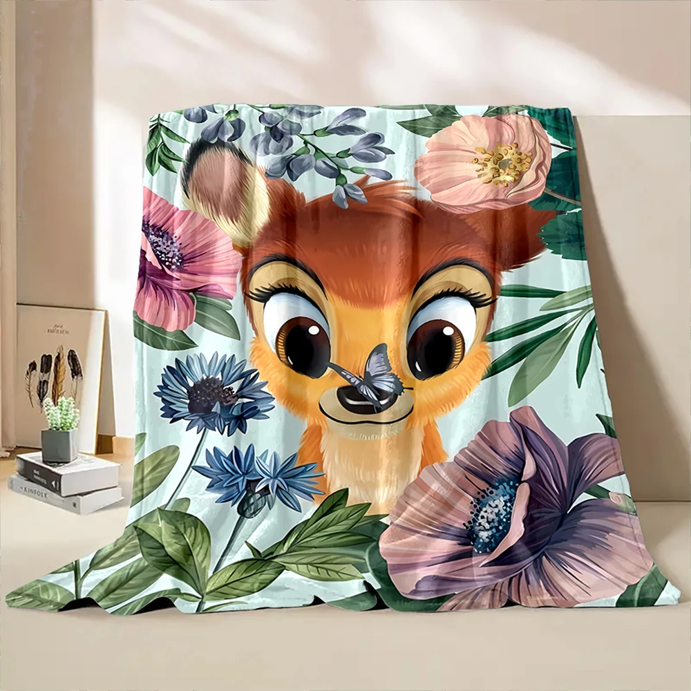 Disney Bambi Fawn Cartoon Soft Flannel Fluffy Throw Camping Blanket for Children Sofa Throw Thin Blanket Fashion Gift Floppa