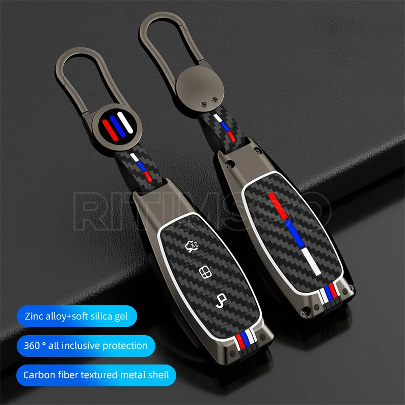 Zinc Alloy Car Remote Key Case Cover Shell For Ford Focus 3 4 Mondeo MK3 MK4 Fiesta Ecosport Kuga ST C-Max B-Max Protector Fob