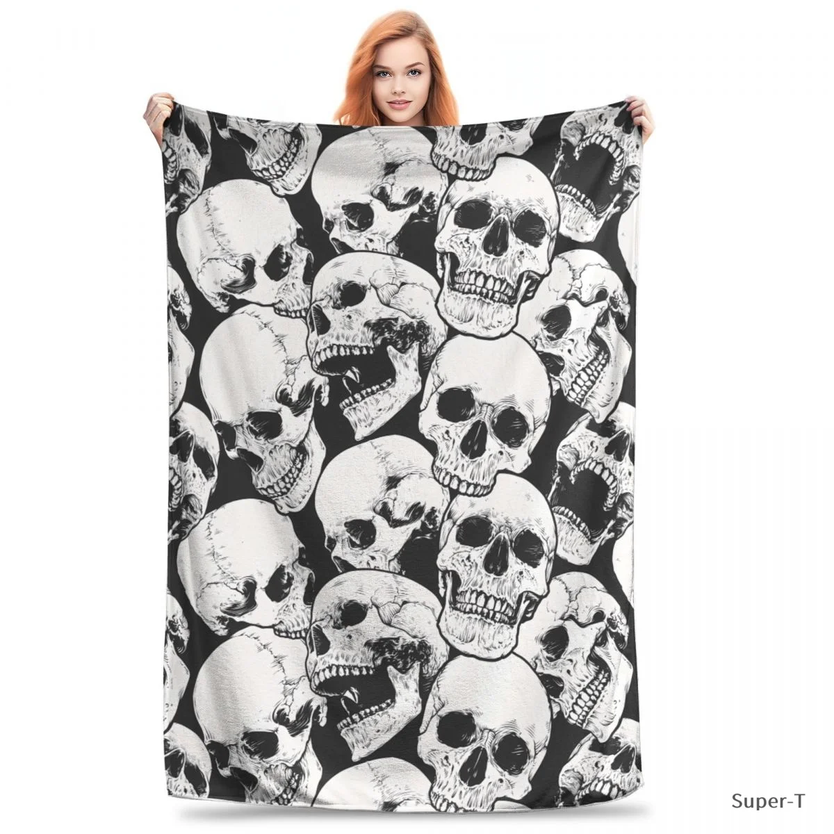 Engraved Skulls Premium Flannel Blanket Soft Warm Throw Blankets For Chair Sofa Bed Travel Bedspread Sofas Cover Tapestry