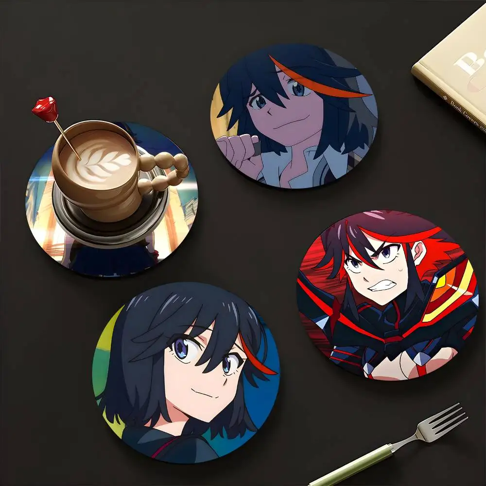 1pc Ryuuko Matoi Anime Characters Wooden Coaster Colour Printing Cup Mat Home Desk Decoration Gifts