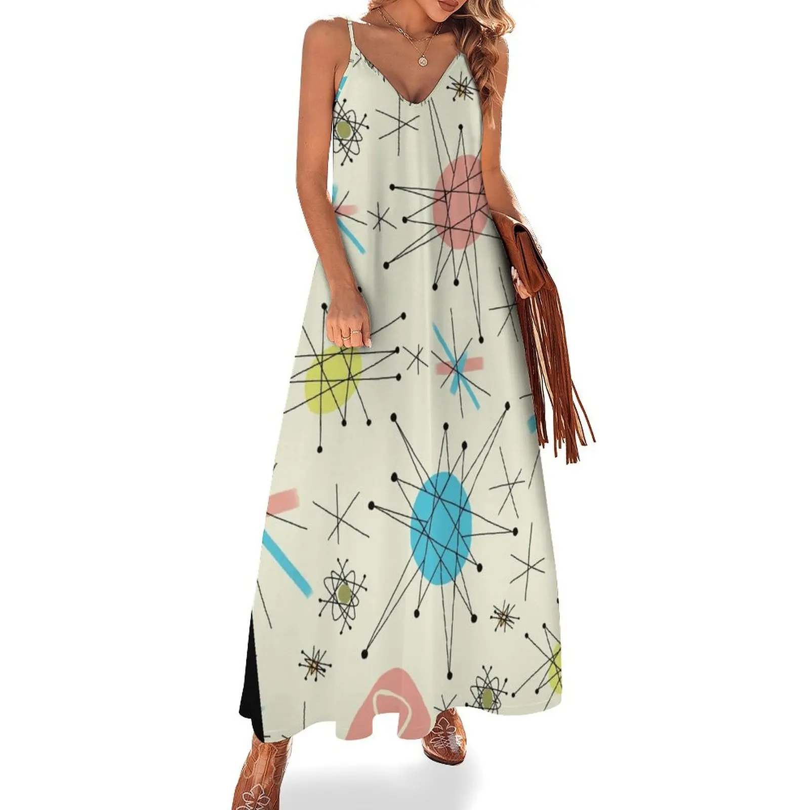 

1950's Atomic Starburst Sleeveless Dress women's summer dress 2025 Dress for girls