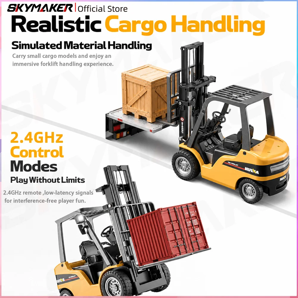 HUINA  9925 1/50 RTR Alloy RC Forklift Electric Lifting With Sound Light 2.4G Remote Control Engineering Vehicle Model Toy Gift