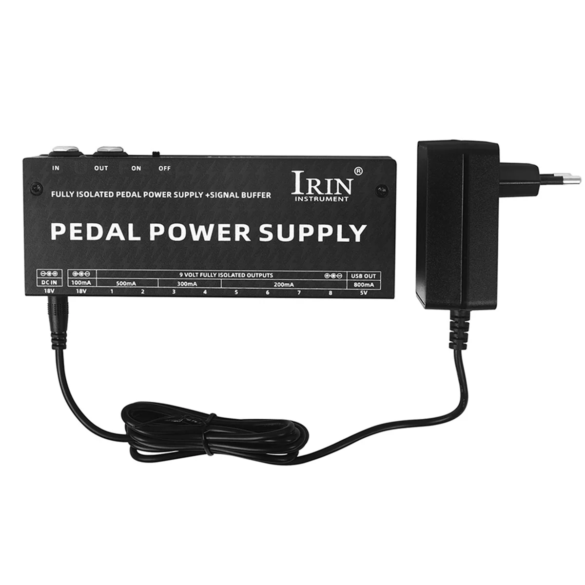 

ABJQ PW-2 Guitar Effect Pedals Board Power Supply 10 Way Outputs for 9V/18V Voltage Protection Guitar Accessories (EU)