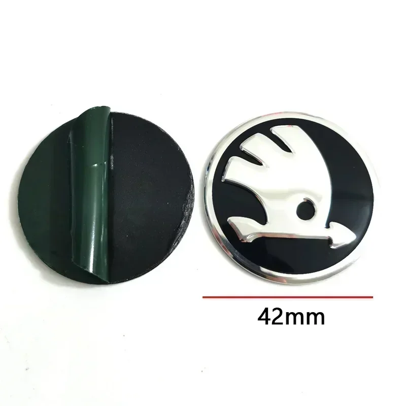 42mm Car Interior for SKODA Kodiaq Yeti Rapid Spaceback Fabia 1 2 Karoq Octavia A5 RS Superb Steering Wheel Emblem Stickers