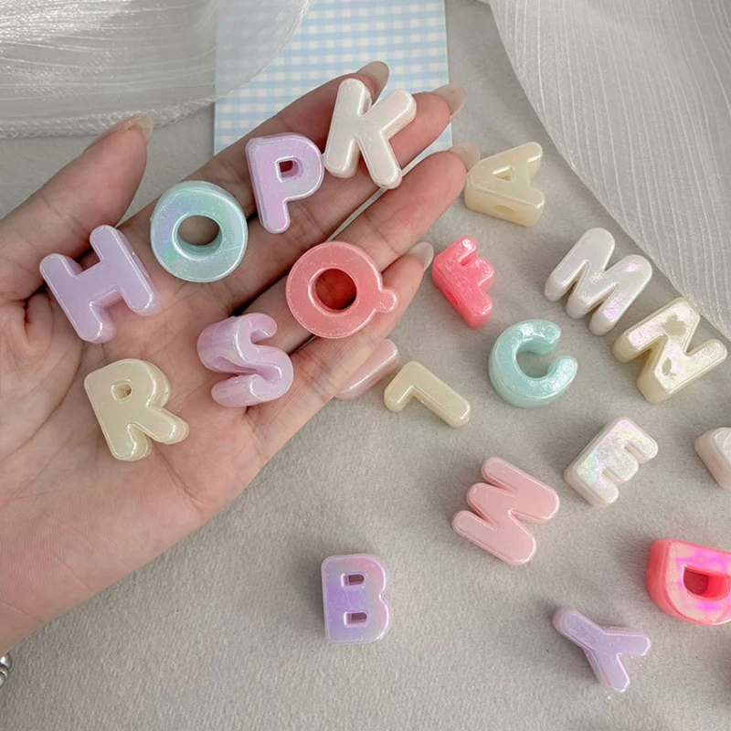 Candy Color 20mm Iridescent Acrylic Letter Beads DIY Kit Alphabet Beads for Jewelry Making Keychains Braiding Craft Decoration