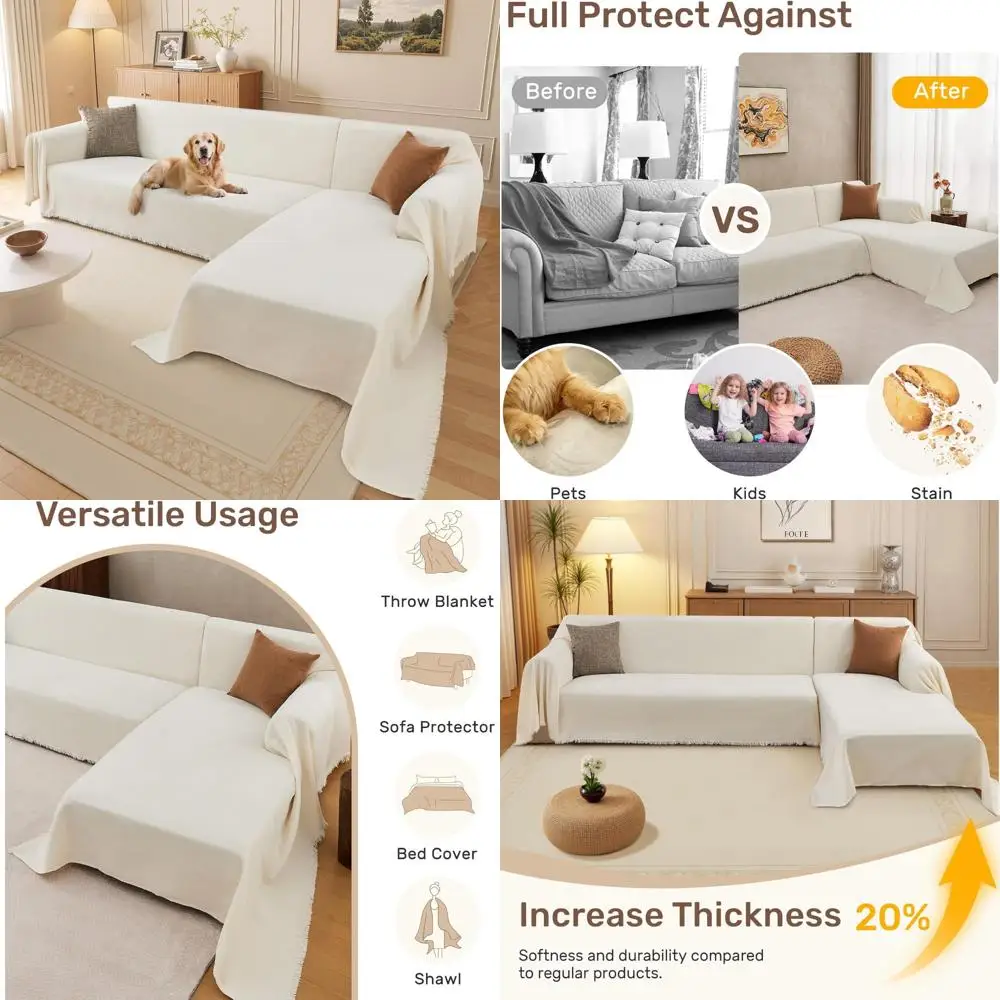 

Pet-Friendly Washable 2-Piece L-Shaped Sectional Sofa Covers, Sofa Blanket, Fur Protection for Dogs