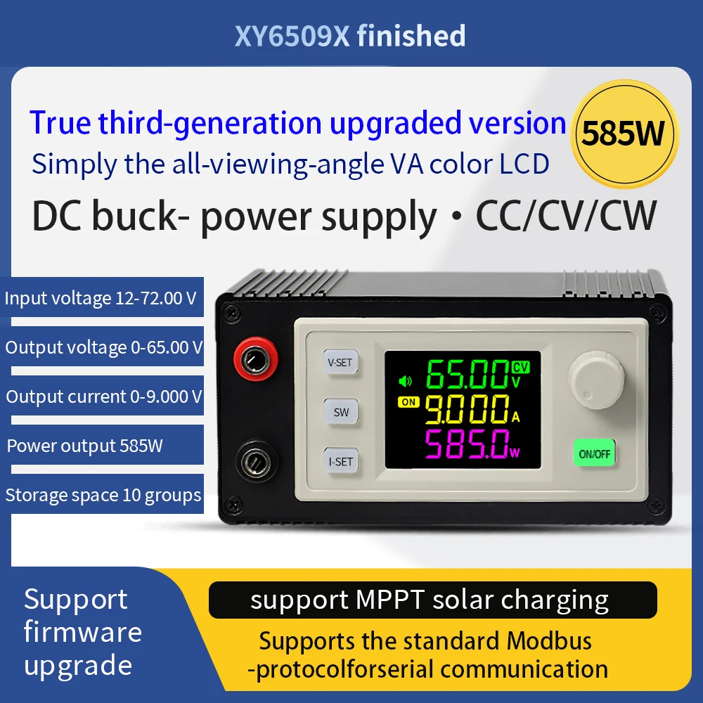 

XY6509X/XY6506X DC понижающий преобразователь напряжения 65В 9А 585Вт, регулируемый регулятор ЧПУ 6А 390Вт, лабораторный модуль CC CV MPPT для солнечной зарядки