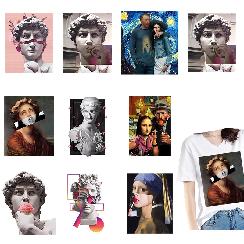 Abstract characters ruin creativity, heat transfer T-shirts, hoodies, DIY decorations, Iron On printed stickers for clothes