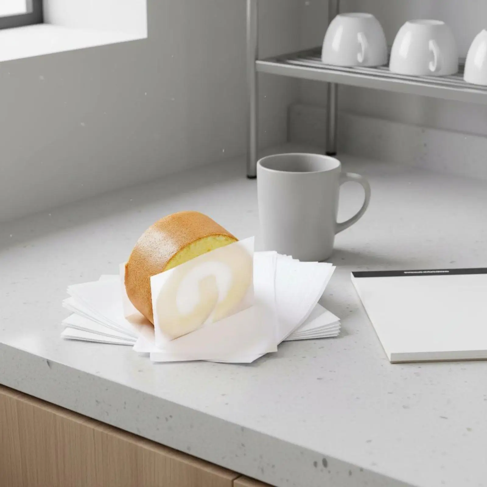 Nonstick Cake Roll Paper Precut Rectangular Baking Sheet for Paper Cake Stand and Elegant Pastry Presentation