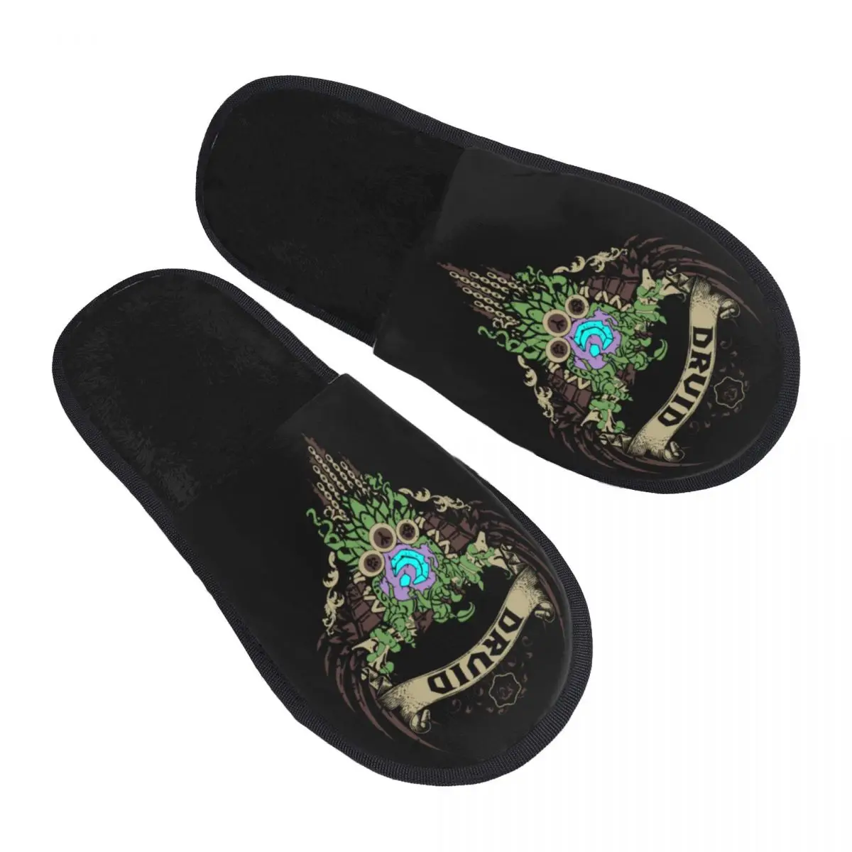 Custom Druid Elite Edition Gaming House Slippers  Soft Memory Foam World Of Warcraft Tribal Horde Slip On Bedroom Slipper Shoes