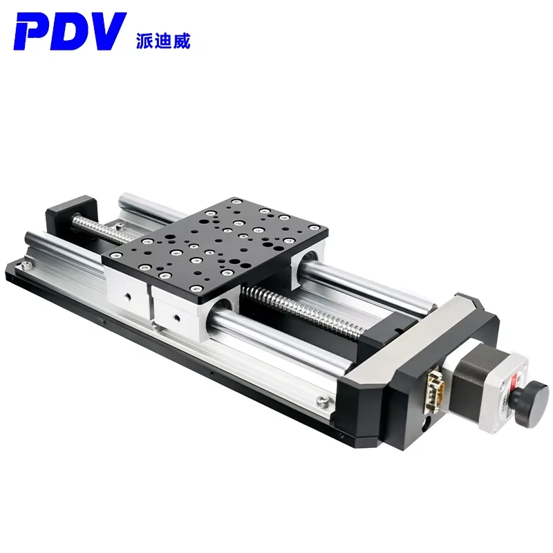 Estágio linear motorizado PT-GD130P, plataforma de tradução elétrica de palco linear de alta precisão, trilho linear de viagem de 50mm-500mm