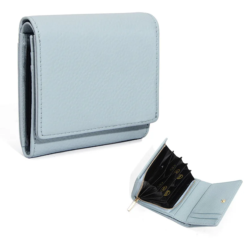 Cowhide Leather Short Women Wallet RFID Blocking Multi-Function Coin Pocket  ID Card Holder Small Purse for Men