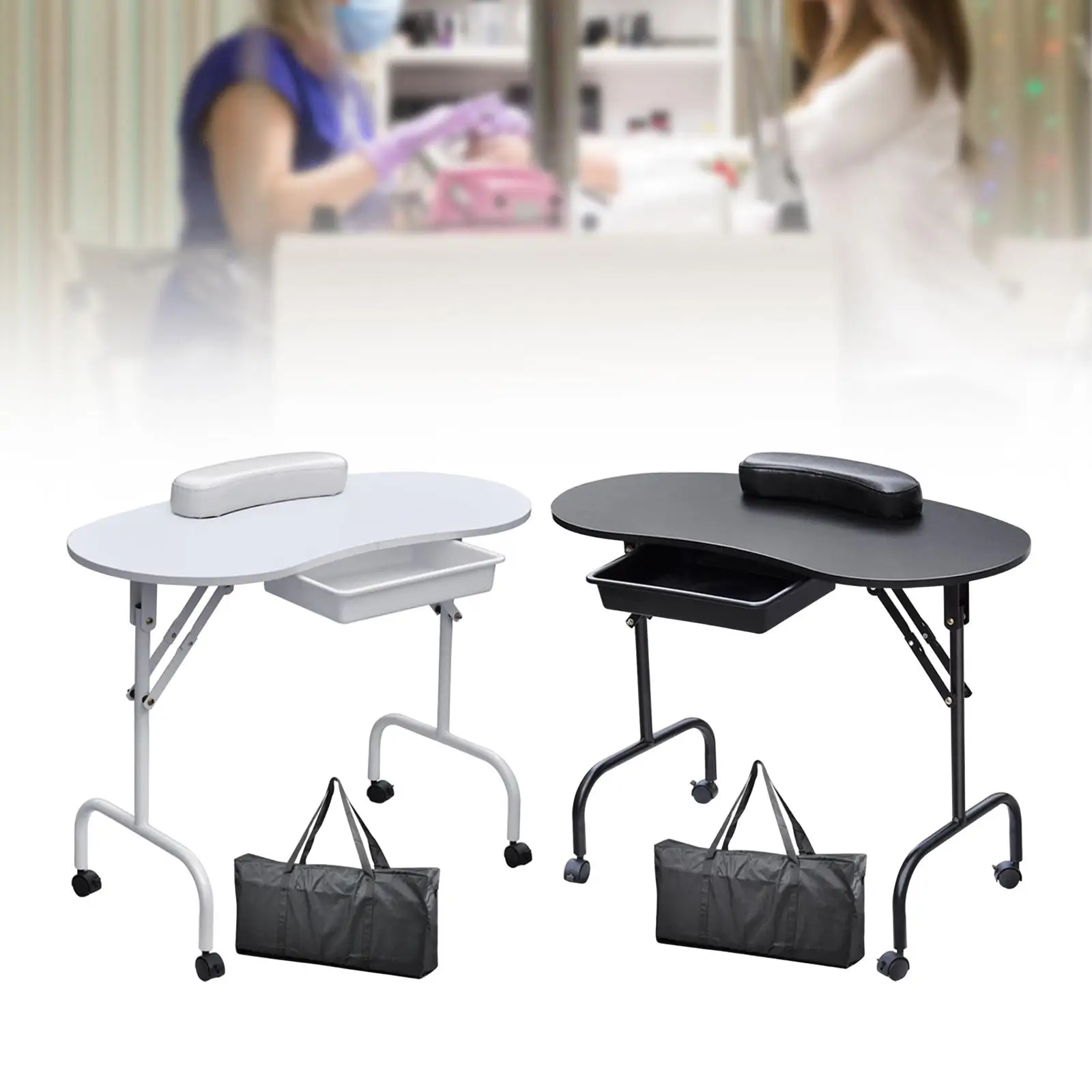 Portable Manicure Nail Table Practical Nail Art Table Organizer with Large Drawer for Technician SPA Home Manicurist Salon