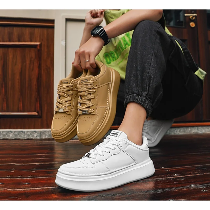 

Летние мужские туфли 2025 года, новые дышащие туфли для доски, корейское издание, модная многофункциональная спортивная обувь на толстой подошве, повседневная обувь 39-44