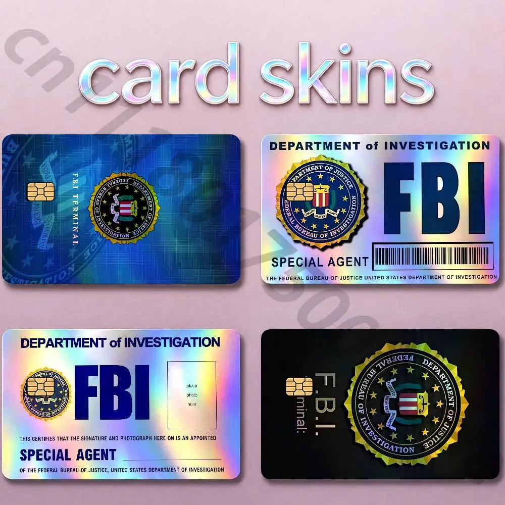Fun F-FBI-S ID Card Skin Sticker For Credit Debit Cards 4pcs Set Scratch Resistant Protector