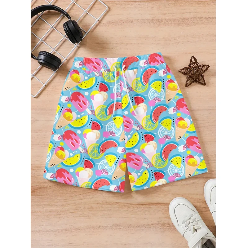アボカド メンズ リゾート 3D プリント フルーツ ボードショーツ 水泳パンツ 弾性巾着 ハワイアン スタイル ホリデー ビーチ ショーツ 特大