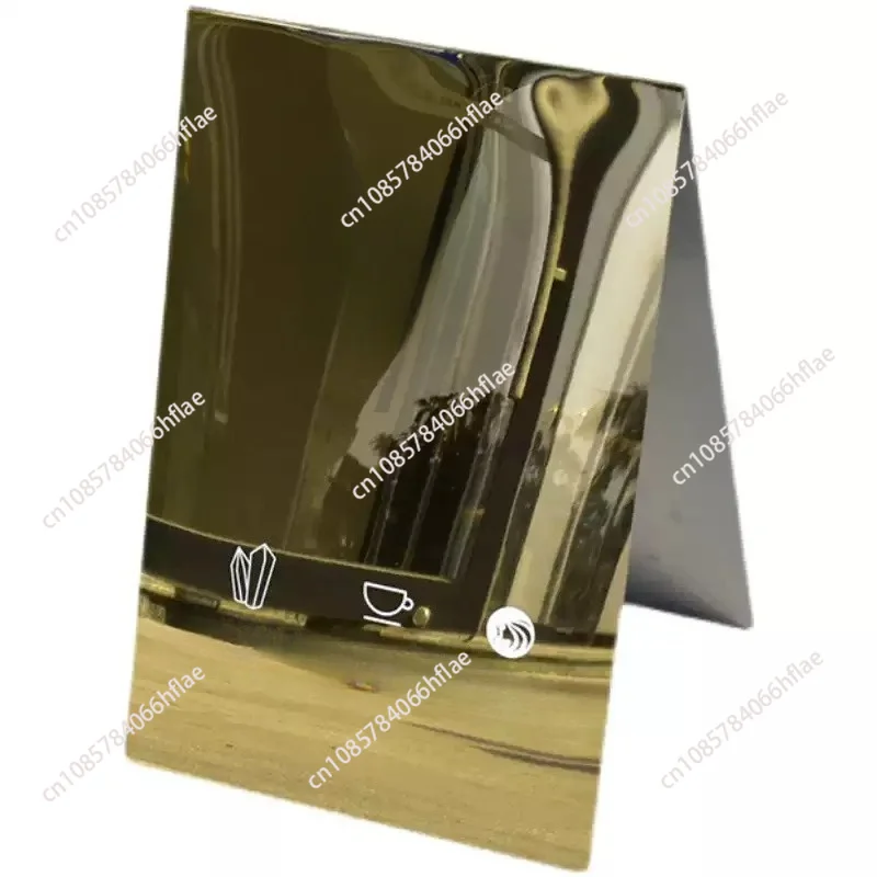 Floor Standing Stainless Steel Signboard Internet Celebrity Photo Clock In Mirror Billboard for Coffee Shop Display