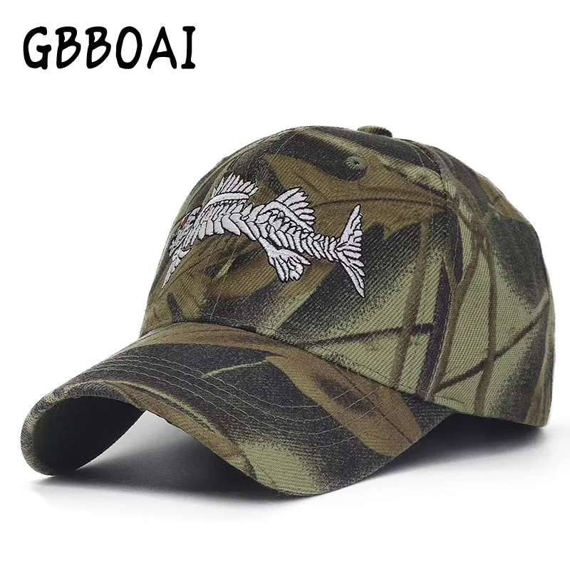 Camo New Men's Baseball Cap For Women Snapback Hat Fish Embroidery Bone Caps Gorras Casual Casquette Outdoor Hunting Hats