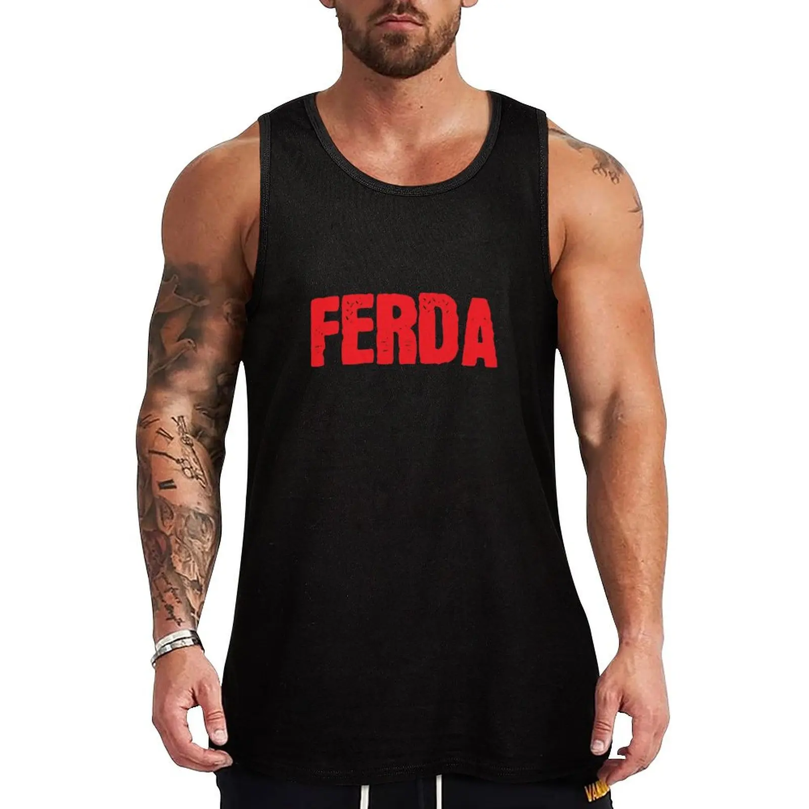 

Ferda Red Tank Top gym shirt men Gym T-shirts for men sleeveless gym shirt man fitness
