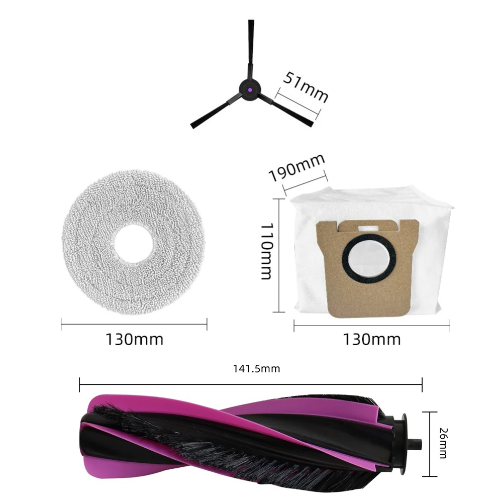 Complete Refresh Kit for Airbot L50 Master with Roller Brush Side Brushes Mop Pads and Dust Bags to Restore Cleaning Capability