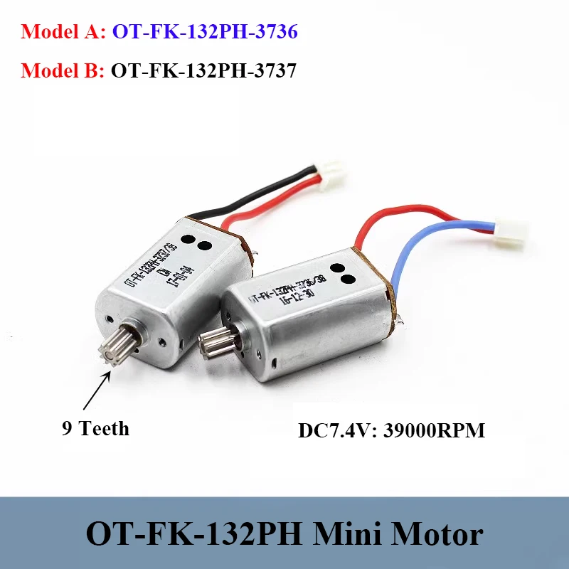 OT-FK-132PH Mini 132 motore DC 7.4V 39000RPM ad alta velocità forte motore elettrico magnetico 9 denti ingranaggio giocattolo fai da te RC Drone