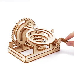 3D Wooden Marble Run Puzzle Toys Children Iron Ball Mechanical Track Assembly Construction Model To Build DIY Montessori Jigsaw