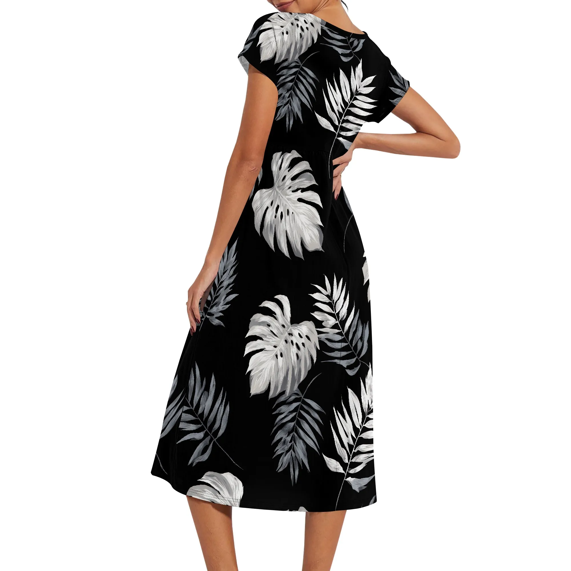 Abito lungo da donna a maniche corte casual estivo ampio tinta unita comodi abiti lunghi con tasche