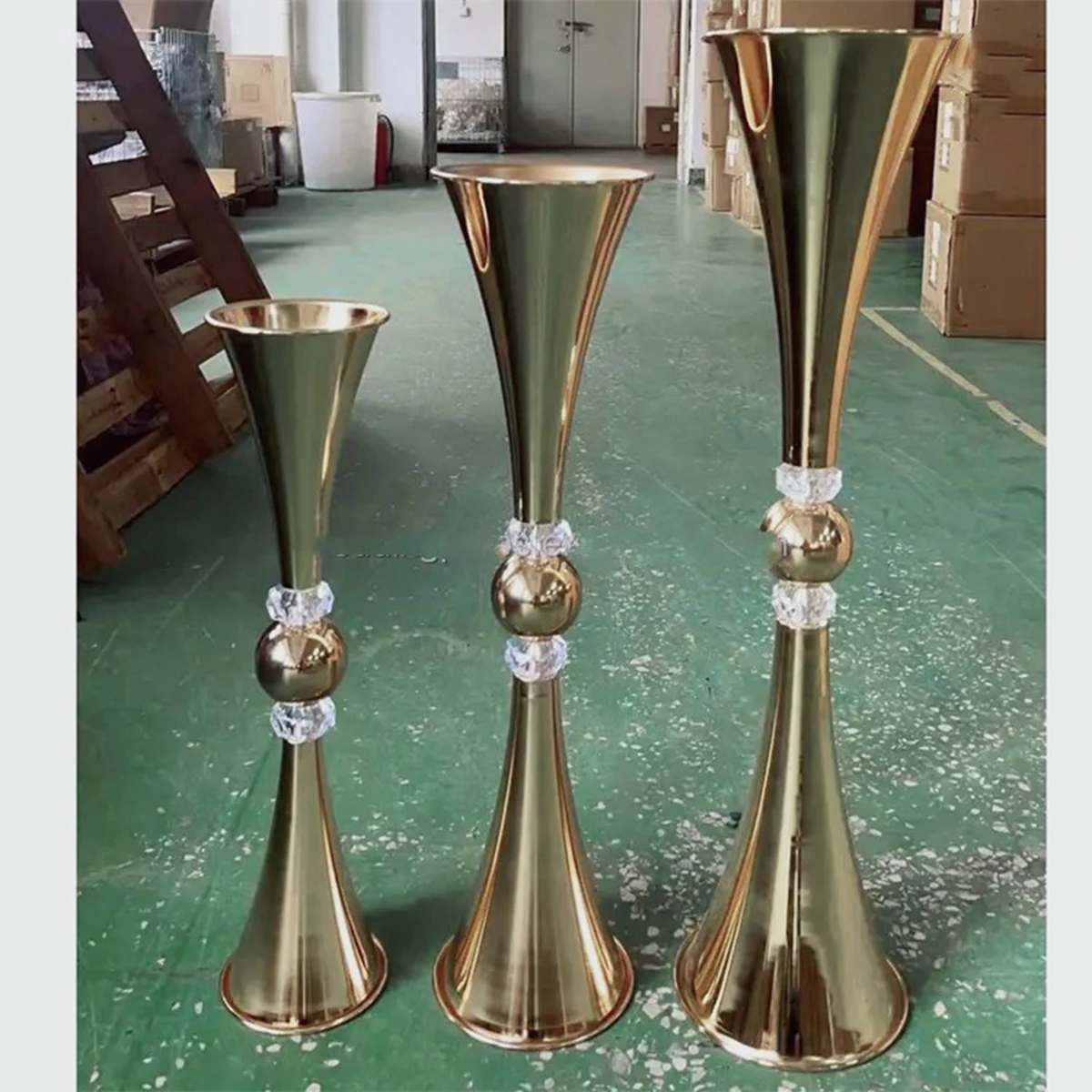 10pcs )Tall 60cm/50cm/70cm/80cm/100cm) Factory Gold Versatile Tall Flower Holders Centerpiece floral Stands centrepieces