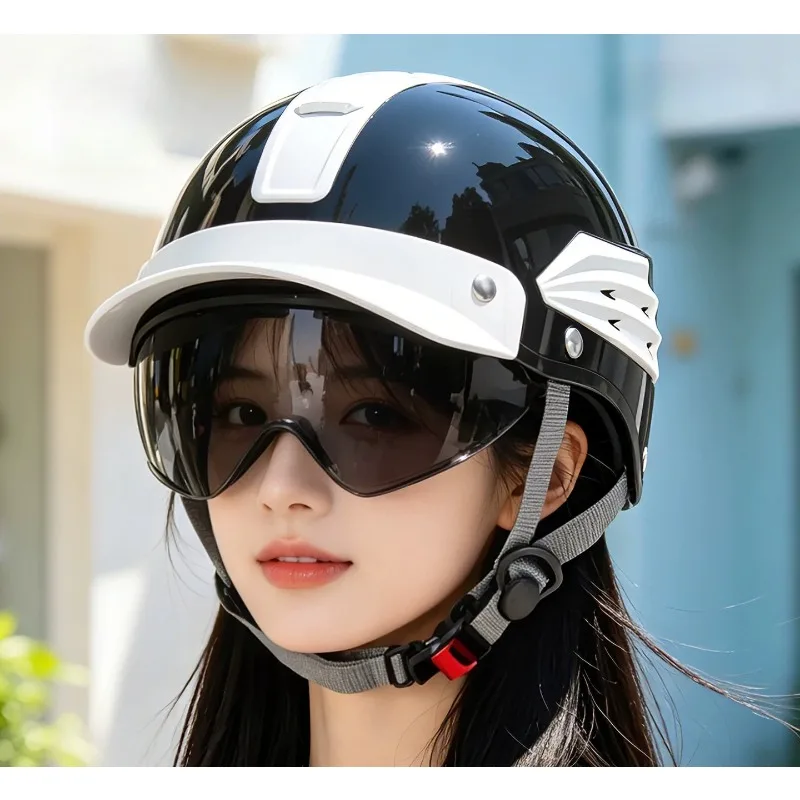 Vintage Motorcycle Half Helmet Summer Breathable Men Women Electric Jet Scooter Open Face Helmets Reflective Safety Helmets