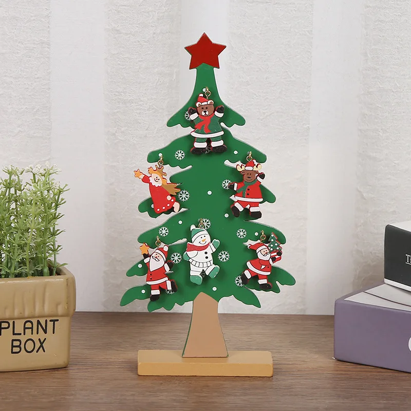 Christmas Tree Children\'s Handmade DIY Stereo Wooden Christmas Tree Scene Layout Christmas Decorations Ornaments Pendant