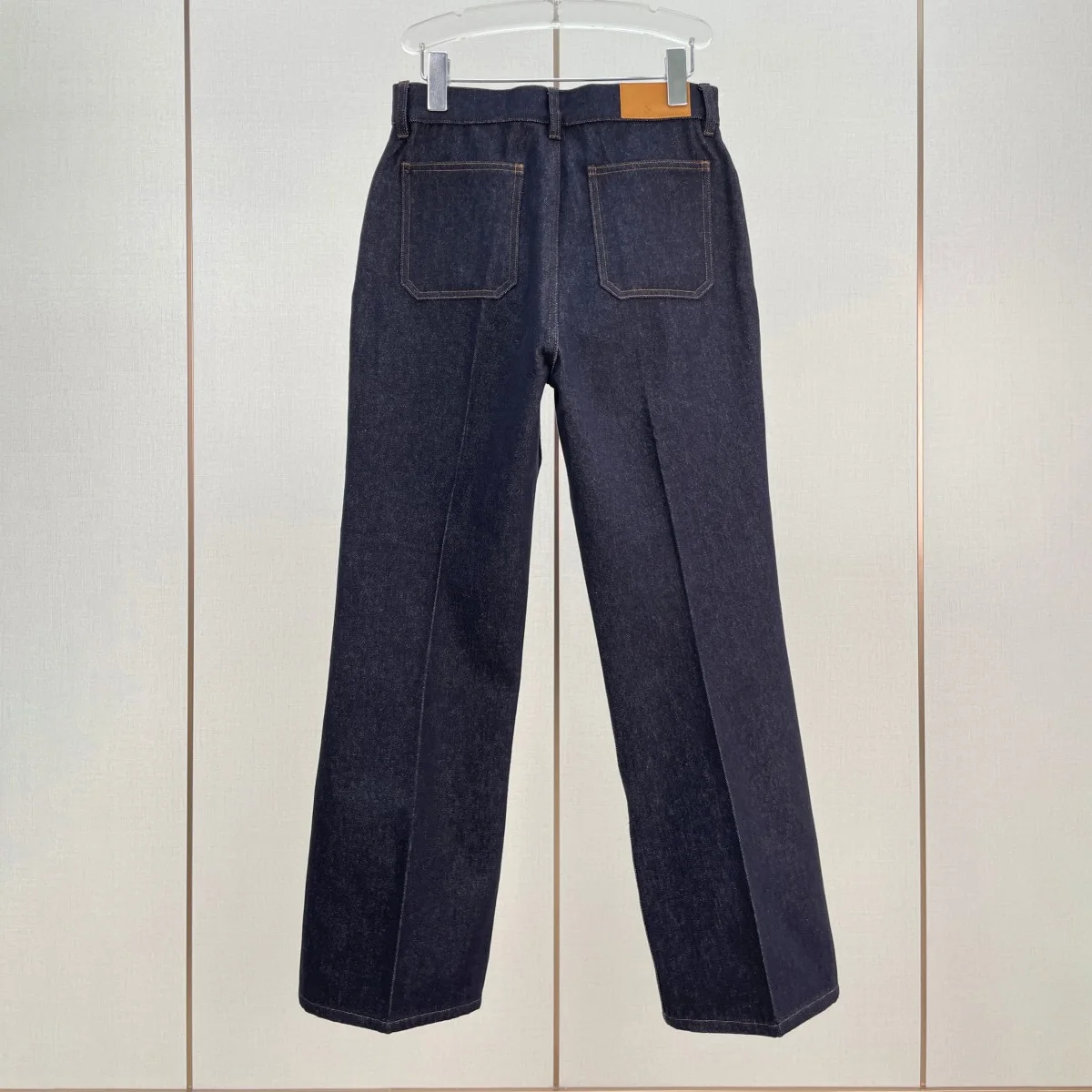 High Quality Women High Waist Flare Jeans, Dark Raw Denim Slim Fit Versatile Long Trousers lyt134617